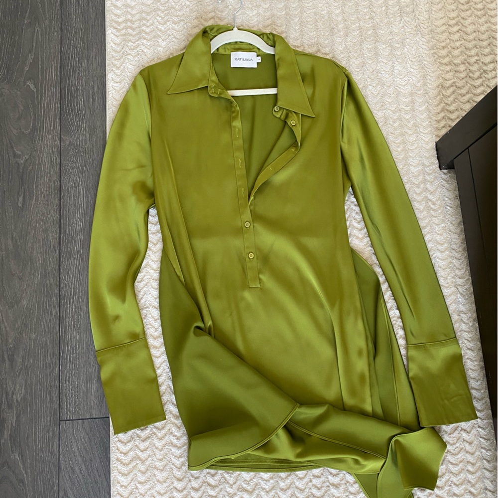 Green rat & boa long sleeve dress
